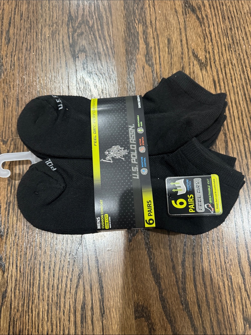 U.S Polo Assn Black Low Cut Cushion Comfort Men’s Socks 6 Pairs Size 6-12